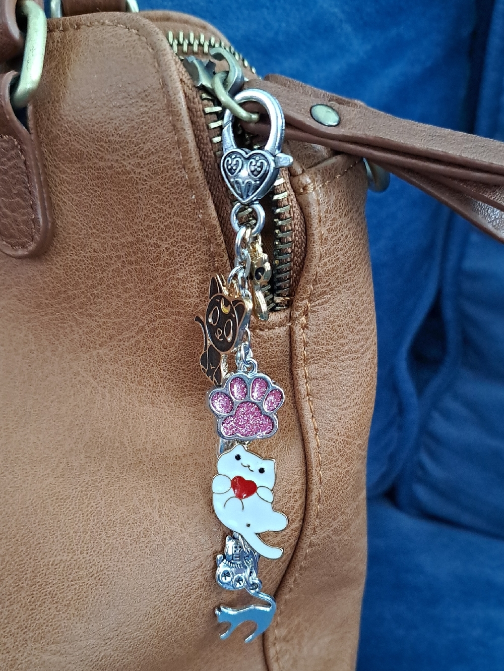 HANDMADE PURSE CHARM Fun Colorful, Cute, Kitty Themed Bag Charm, 4.5"